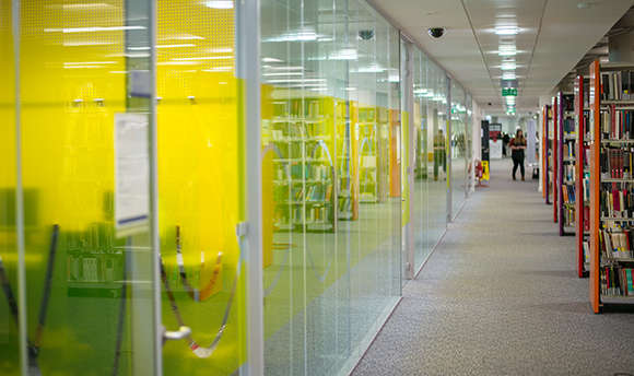 A corridor of modern study rooms at ֱ, Edinburgh